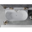 Вільностояча пристінна акрилова слім ванна Oval Slim / Овал Слім 170x80x58 см, біла + сіра глянцева, суцільнолита із заокругленими кутами, накладки злив перелив Нікель, бортик 12 мм, + klick - klack