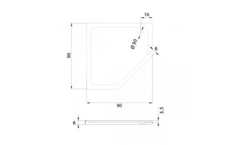 Душовий піддон NEW TRENDY NEW AZURA 90x90x6 см (B-0365)
