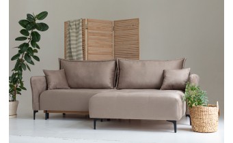 Кутовий диван розкладний Фаворит / Favorite, 263x170 см, кут Г, колір та тканину можна обрати,  бежевий (FR-K10)