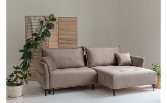 Кутовий диван розкладний Фаворит / Favorite, 263x170 см, кут Г, колір та тканину можна обрати,  бежевий (FR-K10)