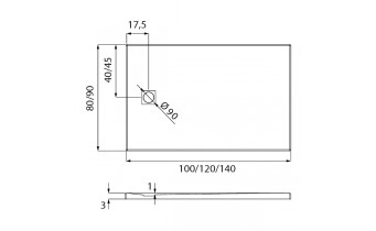 Душовий піддон NEW TRENDY MORI 120x90x3,5 см, сірий RAL 7040 (B-0399)