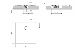 Душовий піддон, камяний Omnires Aquarock M+ 80x80 см, антиковзкий, квадратний, Попелясто сірий матовий