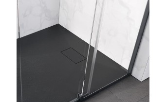 Душовий піддон конгломерат SMC, прямокутний Besco Vexo Black UltraSlim 180x90x2,6 см, Чорний матовий, із структорованою поверхнею