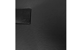 Душовий піддон конгломерат SMC, прямокутний Besco Vexo Black UltraSlim 180x90x2,6 см, Чорний матовий, із структорованою поверхнею
