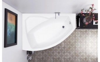 Ванна акрилова Besco Rima 130x85 L, Лівостороння, асиметрична з панеллю (екраном)