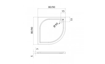 Душовий піддон NEW TRENDY IDEO 80x80x6 см (B-0314)