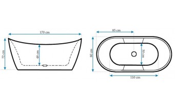 Окремостояча акрилова ванна Rea Ferrano 170x80 з сифоном click / clack (REA-W0106)