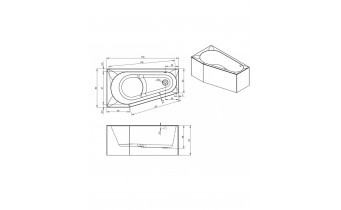 Акрилова ванна Riho Delta Plug & Play 150x80 R, асиметрична + ніжки (BD40005)