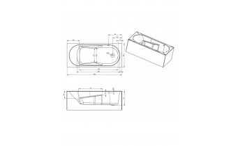 Акрилова ванна Riho Lazy Plug & Play 170x75 R, пряма + ніжки (BD79005)