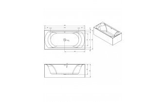 Акрилова ванна Riho Linares Plug & Play 190x90 R, пряма + ніжки (BD57005)