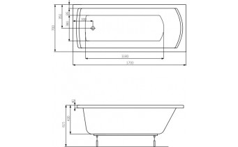 Акрилова ванна Roca Linea 170x70 см, пряма + ніжки (A24T034000)