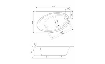 Акрилова ванна Roca Orbita 150x100 см L, Лівостороння, асиметрична + ніжки (A24T201000)