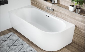 Ванна акрилова кутова Polimat SOLA 160x75 L, Лівостороння чорна матова + ніжки (00037)
