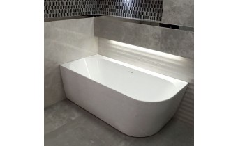 Ванна акрилова кутова Polimat SOLA 160x75 L, Лівостороння чорна матова + ніжки (00037)