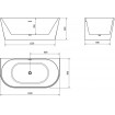 Пристінна окремостояча акрилова ванна Oval / Овал 160x80x58 см, біла глянцева, суцільнолита із заокругленими кутами