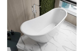Окремостояча овальна акрилова ванна Oviedo / Овіeдо 170x76x82 см, біла глянцева, суцільнолита