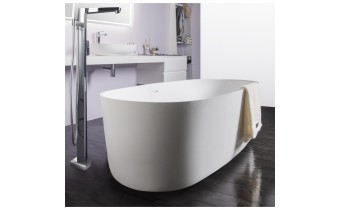 Окремостояча кам'яна ванна Volle Solid Surface 168x80 з сифоном click / clack (12-40-036)