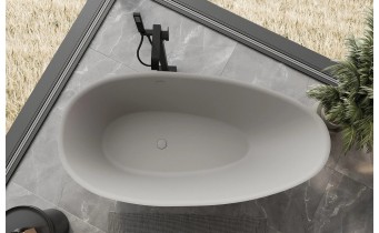 Окремостояча овальна ванна з каменю, штучного Milano / Мілано 170x86x54 см, бетон матовий