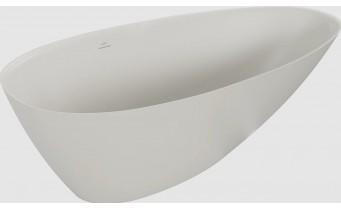 Окремостояча овальна ванна з каменю, штучного Milano / Мілано 170x86x54 см, бетон матовий