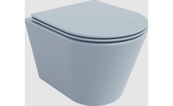 Унітаз безобідковий Mexen Rico Rimless з тонким сидінням soft-close, Duroplast Super Slim, сіро-блакитний матовий Унітаз безобідковий Mexen Rico Rimless з тонким сидінням soft-close, Duroplast Super Slim, сіро-блакитний матовий