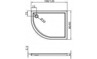 Душовий піддон NEW TRENDY MAXIMA ULTRA L 120x85x5,5 см (B-0336)