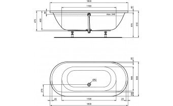 Ванна акрилова Ideal Standard Connect Air 180x80, овальна (E106801)