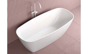 Окремостояча овальна ванна з мармуру, камяна Dremex Eureka 180x82x62 см, Gelcoat, чорний матовий + сифон