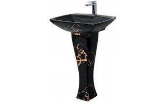 Підвісний умивальник ArtCeram Jazz, gold lettering black (JZL0040306) Підвісний умивальник ArtCeram Jazz, gold lettering black (JZL0040306)
