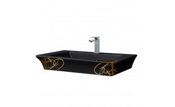 Підвісний умивальник ArtCeram Jazz, gold lettering black (JZL0070306) Підвісний умивальник ArtCeram Jazz, gold lettering black (JZL0070306)