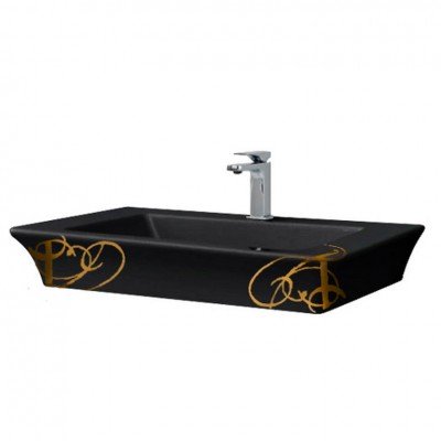 Підвісний умивальник ArtCeram Jazz, gold lettering black (JZL0070306) Підвісний умивальник ArtCeram Jazz, gold lettering black (JZL0070306)