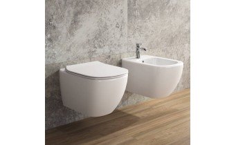 Безобідковий підвісний унітаз + Slim кришка Ideal Standard I.Life, 54x36 см, білий глянець (T461401/T500301)