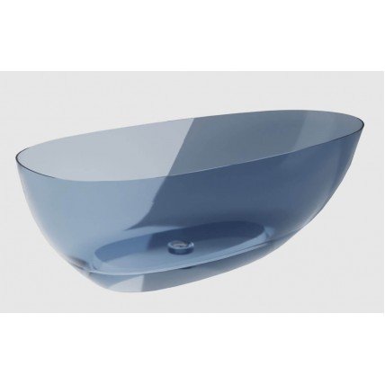 Ванна овальна окремостояча з матеріалу ResiCast Besco Xara Blue Wave 160x75x55 см, + сифон Chrome, Синя, прозора ванна (WAX-160-BWC)