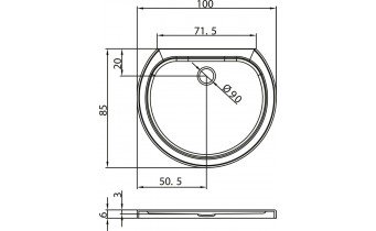 Душовий піддон NEW TRENDY RONDO ULTRA 100x85x6 см (B-0342)