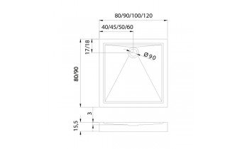 Душовий піддон NEW TRENDY CANTARE 100x80x15,5 см (B-0265)