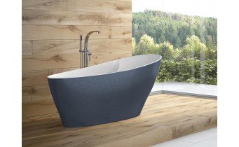 Окремостояча кам'яна ванна Besco Keya Glam 165x70, графіт з сифоном click / clack (WMD-165-KG)