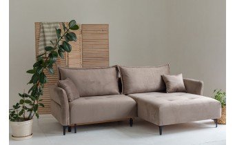 Кутовий диван розкладний Фаворит / Favorite, 263x170 см, кут Г, колір та тканину можна обрати,  бежевий (FR-K10)
