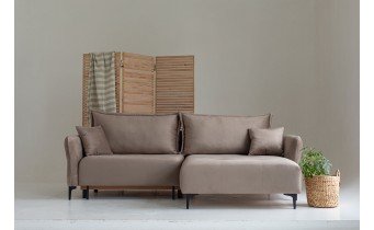 Кутовий диван розкладний Фаворит / Favorite, 263x170 см, кут Г, колір та тканину можна обрати,  бежевий (FR-K10)