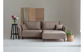 Кутовий диван розкладний Фаворит / Favorite, 263x170 см, кут Г, колір та тканину можна обрати,  бежевий (FR-K10)