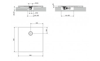 Душовий піддон, камяний Omnires Aquarock M+ 80x80 см, антиковзкий, квадратний, Теракотовий матовий