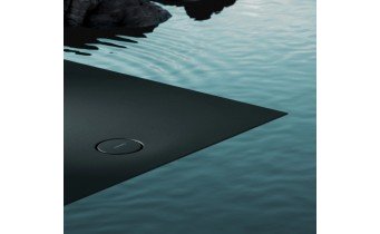Душовий піддон, камяний Omnires Aquarock M+ 80x80 см, антиковзкий, квадратний, Чорний матовий