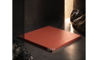 Душовий піддон, камяний Omnires Aquarock M+ 80x80 см, антиковзкий, квадратний, Теракотовий матовий