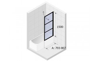 Шторка для ванни Riho GRID GB 501, 793-807 мм, права (GBB5080002)