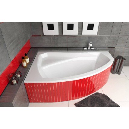 Ванна акрилова Besco Rima 160x100 L, Лівостороння асиметрична + сифон + ніжки (WAR-160-NL-SN)