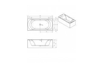 Акрилова ванна Riho Linares Plug & Play 190x90 R, пряма + ніжки (BD57005)
