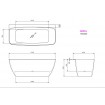 Окремостояча пристінна ванна з литого каменю SS Arda / Арда 170x80x57 см, біла глянцева