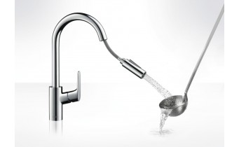 Змішувач для кухні Hansgrohe Focus E2 високий з витяжним душем (31815000)