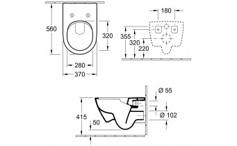 Підвісний унітаз Villeroy&Boch Subway 2.0 (5614R001) + кришка soft-close Subway 2.0 (9M78S101)