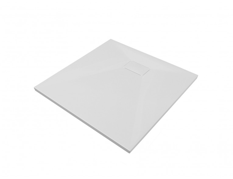 Душовий піддон конгломерат SMC, квадратний Besco Vexo White UltraSlim 90x90x3,2 см, Білий матовий, із структорованою поверхнею