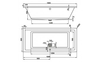 Ванна акрилова Vagnerplast Cavallo 180x80 см (VPBA180CAV2X-01)