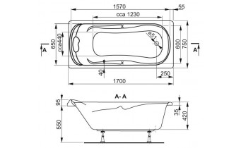 Ванна з підлокітниками акрилова Vagnerplast Charitka 170x75 см (VPBA170CHA2X-04)